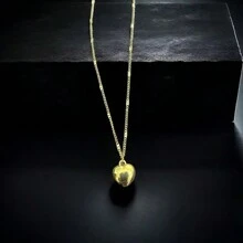 1 件心形设计项链 - 优雅奢华，带有心形吊坠和锁骨链，简约而百搭，适合任何情人节情人节场合 - 愛-金色 - 查看 2