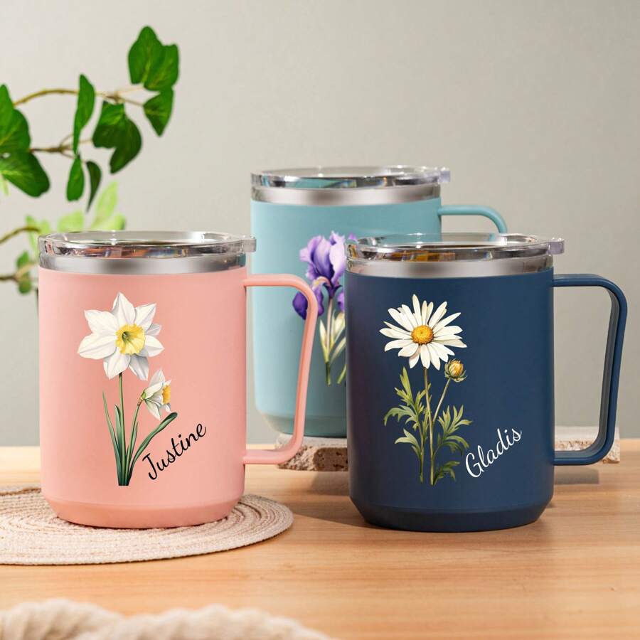 Personalized Bridesmaid Coffee Mug, Custom Birth Flower Tumbler, Bridesmaid Proposal, Stainless Steel Water Bottle, Bride Party Gifts, Valentines Gift For Women, Reusable, Multi-Functional, Ornamental, Easy To Clean, Stylish, Exquisite, High-Quality, Cute, Adorable, Custom, Personalized, Unique, Ideal Gifts For Him, Ideal Gifts For Her, Her, Boyfriend, Girlfriend, Dad, Mom, Family, Friends, Son, Daughter, School Students, Workers, Kids, Office, Tea Room, School, Home,Home Refresh