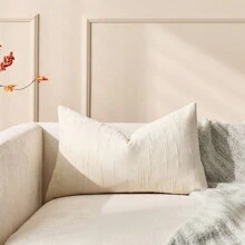 1 件奶油白色（不含枕芯）复古条纹抱枕套，100% 涤纶编织拉链靠垫套，可机洗，几何图案装饰枕套，适用于沙发、床、餐厅、家庭办公室
