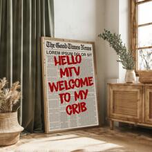 Tranh treo tường "Chào mừng đến với ngôi nhà ấm cúng của tôi" (1 tấm), in trên vải canvas, dòng chữ biểu tượng của MTV, trang trí hài hước, phù hợp cho phòng ngủ, phòng khách, văn phòng, phong cách áp phích báo chí cổ điển, có thể chọn không khung hoặc có khung, món quà tuyệt vời dành cho phái nữ. - Nhiều màu - Xem 6