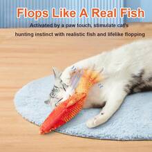 Floppy Fish Cat Toy, Moving Cat Kicker Fish Toy, Cat Toys Flopping Fish With Silver Vine And Catnip, Motion Kitten Interactive Exercise Toys For Indoor Cats, Wiggle Fish Catnip Toys - cá chép đỏ - Xem 3