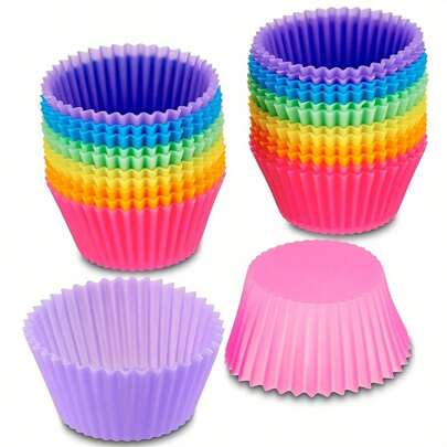 4/8/16/32pc Reusable Silicone Muffin Cups And Cupcake Molds - Baking Tools For Perfectly Shaped Muffins And Cupcakes - Kitchen Gadgets And Accessories For The Home Baker