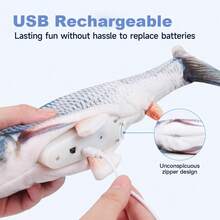 Floppy Fish Cat Toy, Moving Cat Kicker Fish Toy, Cat Toys Flopping Fish With Silver Vine And Catnip, Motion Kitten Interactive Exercise Toys For Indoor Cats, Wiggle Fish Catnip Toys