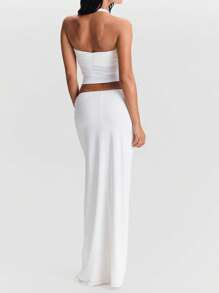 Women's Halter Neck Tank Tops Summer Sleeveless Solid Color Knot Front Shirts Dressy Tops - 白色 - 查看 9