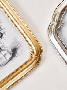 1pc Resin Material Gold, Silver, Brown Curved Frame Desktop Photo Frame Decor, Multi-Color Optional, Simple Home Bedroom Office Desktop Photo Display Gifts Birthday Graduation - Multicolor - View 8