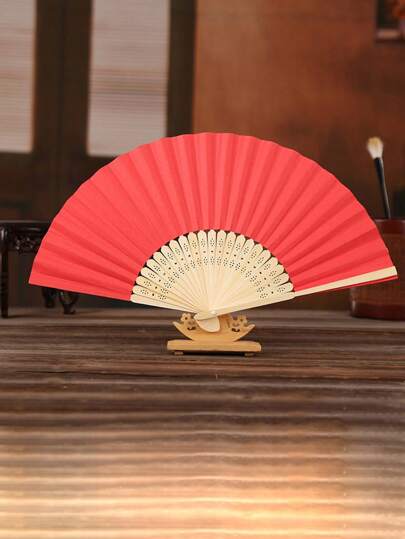 1Pc White Paper Fan Folding Fan Color Painting Fan Hand Painted Color Surface Solid Color Simplicity Fashion Summer Music Festival Show Send To Friends Hollow Holiday Gifts