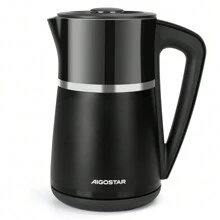 Aigostar Variable Temperature Control Kettle Electric, 1.7L 2200w, Double Wall Design, Black - UK Plug(220-240V) - View 1
