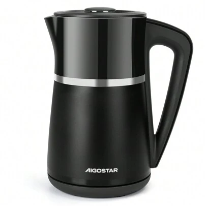 Aigostar Variable Temperature Control Kettle Electric, 1.7L 2200w, Double Wall Design, Black