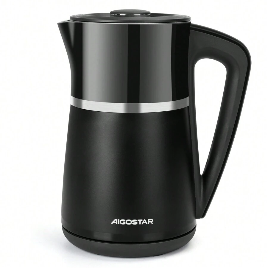 Aigostar Variable Temperature Control Kettle Electric, 1.7L 2200w, Double Wall Design, Black - UK Plug(220-240V) - View 1