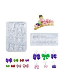 1pc 2-Style Butterfly Hairpin Silicone Mold, Hair Flower Accessory, Suitable For DIY Resin Crafters - Large and Small Bow Molds - View 10