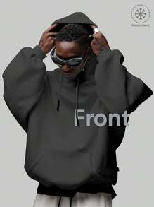 Y2K,My Basketball Dream,Hoodie For Men -  Long Sleeve, Regular Fit, Street Style, Digital Print, Casual Pullover With Kangaroo Pocket, Ideal Gift - 灰色 - 查看 4
