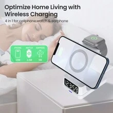 无线充电器 iPhone 充电站：3 合 1 充电器支架适用于 Apple 的多种设备 - iPhone 16 15 14 Pro Max 13 12 11 - Watch 10 9 8 7 6 5 4 3 2 SE 和 Ultra 系列 - Airpods 4 3 2 Pro 适用于 Apple iPhone、iPad、Android 手机，适合家人、朋友、生日、冬季、情人节、复活节的礼物桌面使用、家庭使用，无需数据线 USB-C 无线充电器支架兼容手机和手表通用充电集线器适用于 iPhone Apple Watch Airpods