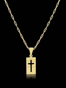 Corrente Cordão Infantil Banhado a ouro 18K Pingente Plaquinha - Ouro amarelo - Visão 3