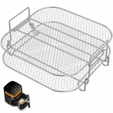 2Pcs Square Air Fryer Rack 8 Inch Stainless Steel Dehydrator Rack Stackable Air Fryer Racks Heat Resistant Square Racks Air Fryer Accessories Dishwasher Friendly For Square Air Fryer Oven