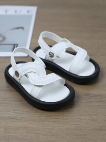 1 双可调节时尚凉鞋，适合男孩和女孩，可在室内和室外穿着 - 白色 - 查看 5