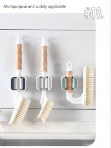 1 件免打孔拖把挂钩，拖把架壁挂式 - 重型拖把和扫帚收纳架，节省空间的拖把、扫帚和清洁工具实用夹，美观，易于安装#浴室收纳架，拖把和扫帚收纳夹，拖把收纳架，拖把夹浴室套装，马桶刷收纳工具，清洁浴室配件，家用小工具