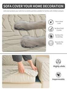 1pc All Season Stretch Sofa Cover Set, Modern Simple Anti-Slip Full Cover Fabric Thickened Sofa Seat Cushion Slipcover, Machine Washable Dust-Proof Non-Fading Home Decor Pet Friendly Protector, Suitable For L-Shaped Sofa And 1/2/3/4 Seater