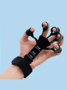 1pc Black Silicone Finger Stretching Exerciser, 5 Finger & Wrist Resistance Band Trainer For Finger Strength Recovery, Flexion & Extension - Multicolor - View 12