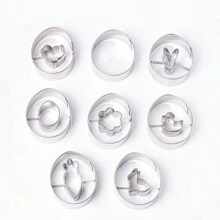 6/8/9 件复活节彩蛋饼干模具套装，不锈钢切割工具包括鸡蛋、胡萝卜、花朵、小鸡和兔子形状，DIY 厨房节日烘焙工具，节日糕点模具 - 銀色 - 查看 14