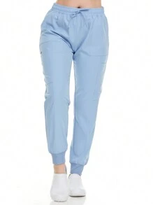 Women's Cargo Scrub Jogger Pants – 4-Way Stretch, Elastic Waist, Multiple Utility Pockets, Wrinkle-Resistant, Workwear For Nurses & Healthcare Professionals - HOA OẢI HƯƠNG - Xem 5