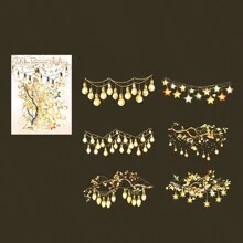 1PC, Romantisch licht boekhoudmateriaal Decoratieve stickers, Retro stijl, PET waterdicht materiaal, Met achterkant lijm, Scheur en plak, Schelp licht ambacht, Geschikt voor het decoreren van kalenders, plakboeken, plaquettes, enz., DIY collage beschikbaar, 6 patronen per stijl, 6 stijlen om uit te kiezen