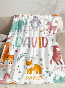 1 Stück personalisierte Decke mit Namen für das Bett, personalisierte Bettwäsche-Decke mit Namen, personalisierte Überwurfdecke, Decke mit niedlichen Tieren, beste Kinderdecke, kuschelige Decke, Familiengeschenk, Geburtstagsgeschenk, Weihnachtsgeschenk, personalisiertes Geschenk, Geschenk zum Kindertag, Geschenk für Sohn/Tochter, Geschenk für Freund, Geschenk für Kinder