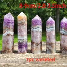 水晶有天然裂纹，无损坏。1 件 1.57-8.3 英寸紫水晶蕾丝玛瑙水晶塔 - 灵气疗愈天然石，精神巫术礼物，能量平衡家居装饰，送礼的理想选择，水晶柱，水晶点 - 彩色 - 查看 16