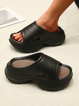 女士厚底拖鞋，时尚舒适厚跟拖鞋，适合室内和室外穿着