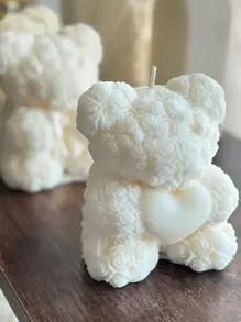 1 pieza Vela aromática en forma de oso de rosas hecha a mano DIY, decoración creativa para el dormitorio. Regalo del día de San Valentín, cumpleaños, graduación