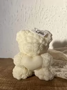 1 pieza Vela aromática en forma de oso de rosas hecha a mano DIY, decoración creativa para el dormitorio. Regalo del día de San Valentín, cumpleaños, graduación