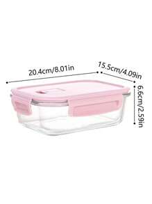 1 pieza Nueva fiambrera aislada de vidrio rosa con accesorios para estudiantes, caja bento con rallador Pyrex, cuchillería y para guardar fruta