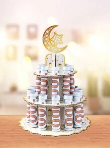 1 套 Eid Ramadan Kareem 3 层红包纸架，穆斯林节日 Eid Ramadan 主题创意 3D 桌面装饰，白金月亮星图案钱夹 Eid Ramadan 现金夹，赠送钱作为礼物的有趣方式，2025 年 Eid Mubarak 斋月假期家庭聚会礼品夹，Eid Ramadan 派对装饰用品，斋月 Eid 纸质礼品夹，派对礼品 - 白金 - 查看 2