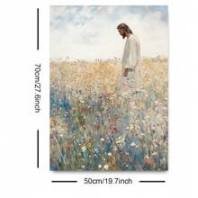 1PC Unframed Jesus Leaves The 99 Retro Art Poster Christian Wildflowers Field Vintage Painting Canvas Print Rustic Farmhouse Wall Decor Picture For Dorm,Apartment,Living Room,Bedroom,Modern Home Decoration - Multicolor - View 9