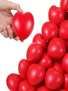 1/5pcs 2.75'' Heart Stress Balls Valentine's Day Squishy Heart Shaped Foam Stress Relief Ball, Valentine Party Favor, Scene Decor, Home Decor, Theme Party Decor - Red - View 1