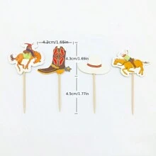 24/48 件西部牛仔风格纸杯蛋糕装饰物，适合生日派对，可选蛋糕装饰，适合派对蛋糕装饰！