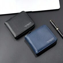 2025 Minimalist Carbon Fiber Men Wallet, Large Capacity Zipper Coin Purse, Card Holder Organizer Wallet, Ideal Gift For Men, New Year & Valentine's Day