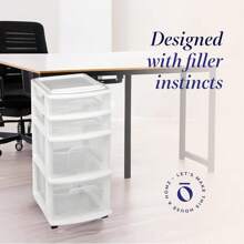 2-Pack Drawer Tower, 4-Tier Clear Black Plastic Storage Organizer Cart, Black Frame