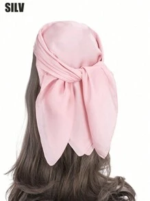 1pc Ladies' Imitated Silk Square Scarf Hair Accessory, Solid Color Simple Classic Scarf For Hair, Neck, And Head Casual Bandana,Hair Band,Head Band Ideal For Dressing Up Your Look Witch - Black - View 16