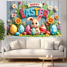 1 pezzo Decorazione da parete per stanza, sfondo decorativo con coniglietto di Pasqua e uova, perfetto per decorare una stanza per feste di compleanno, non lavabile, dimensioni 210x150/150x100/100x75 cm