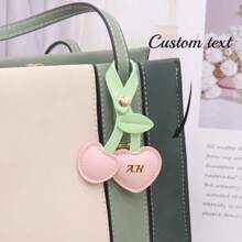 1 pieza Llavero con cereza personalizada, regalo para su ser querido, pareja, amigo, familia, vacaciones, aniversario, accesorios lindos para bolsa y equipaje