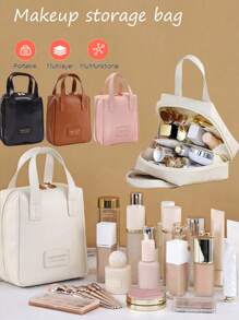 1 szt. przenośna kosmetyczka podróżna, duża pojemność wodoodporna kosmetyczka, może pomieścić szminki, palety cieni do powiek, pędzle do makijażu, pielęgnację skóry, puf, telefon, monety, drobne przedmioty. Nadaje się do domu, prezentów, wakacji, podróży służbowych, prezentów dla dziewczyny, walentynek, dnia matki, kobiet, świąt Bożego Narodzenia, święta Dziękczynienia, nowego roku