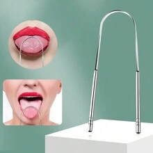 Stainless Steel Tongue Cleaner, Oral Tongue Coating Removal Tool, Safe Curved Design, Gentle Cleaning, Helps Reduce Mouth Odor, Flexible Oral Hygiene Instrument