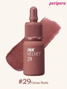 Peripera K-Beauty 墨感絲絨唇膏，高顯色度，持久顯色，輕盈，無麩質，無防腐劑，絲絨啞光唇膏，液態唇膏，滑順，長效顯色 - #29 Cocoa Nude - 查看 9