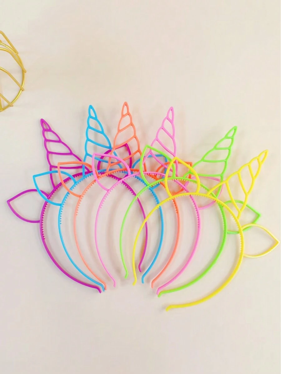 6pcs/Set Candy Color Deer Horn Ear Headband, Cartoon Unicorn Hair Accessories For Kids, Fashion Party/Holiday Headdress
