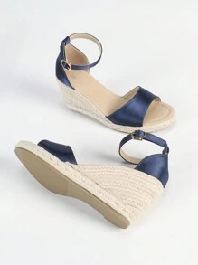 Women's Platform Sandals, Casual Open Toe Thick Sole Summer Shoes, Comfortable Strap Design With Buckle & Rope Bottom