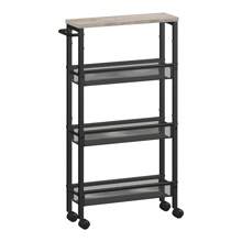 VASAGLE Rollwagen 4 Ebenen, Küchenwagen schmal, Nischenregal auf Rollen, Stahl, Griff, für kleine Räume, 13 x 45,4 x 77 cm, Küche, Bad, Wohnzimmer, Arbeitszimmer - Kamelfarben - Übersicht 2