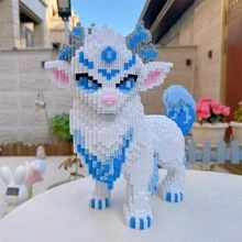 10.000 piezas Puzzle de bloques de construcción de elementos clásicos de montaña y mar con partículas pequeñas, Puzzle artesanal DIY del dios bestia clásico de montaña y mar Bai Ze Zhu Fu para decoración - modelo - Ver 12