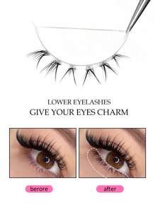 Asiteo 200 件 C 卷下睫毛 DIY 单簇假睫毛延长，适合初学者可重复使用的自然睫毛，柔软分段易粘贴下睫毛睫毛簇、睫毛簇、单根睫毛、睫毛、假睫毛 - C - 查看 3