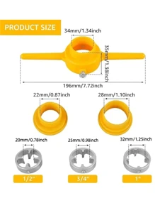 Juego de 6 piezas de rosca de PVC - Juego de machos y terrajas para tubería de plástico, kit de roscado de tubería, con 3 terrajas de 1/2", 3/4", 1", herramienta de roscar tuberías para corte y roscado profesional de tuberías