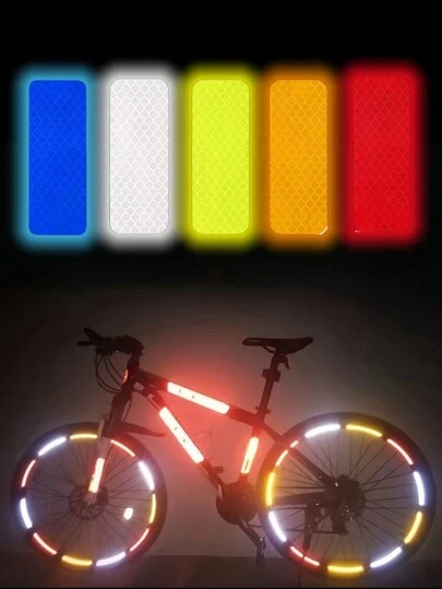 10pcs Bicycle Spoke Reflector Stickers, Cycling Reflective Tape, Car/Motorcycle/Electric Bike/Truck Reflective Decals, Night Warning